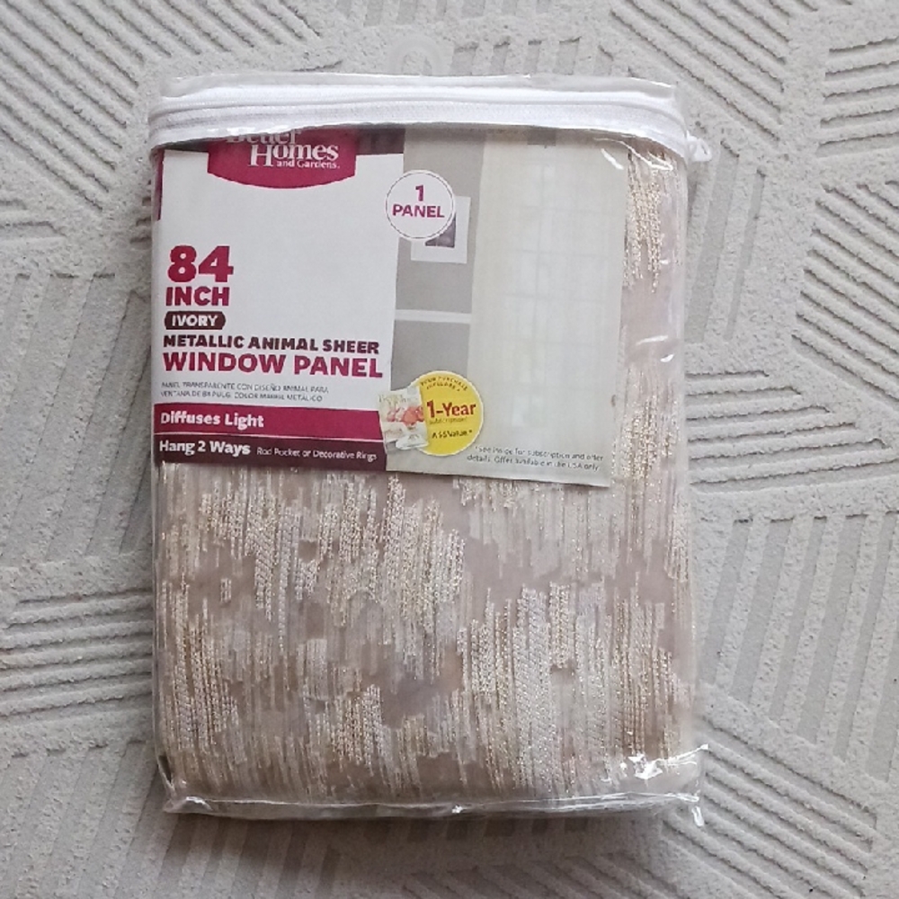 Better Homes And Gardens Ivory Metallic Animal Sheer Window Panel